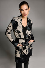 Joseph Ribkoff Abstract Jacuard Long Cardigan