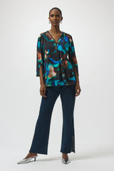 Joseph Ribkoff Abstract Print Fit and Flare Tunic