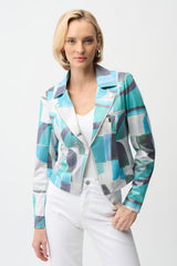 Joseph Ribkoff Faux Suede Geometric Print Jacket