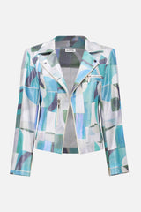 Joseph Ribkoff Faux Suede Geometric Print Jacket