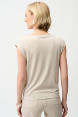 Joseph Ribkoff Cotton Top With Asymmetrical Collar
