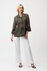 Joseph Ribkoff Satin & Mesh Abstract Print Jacket