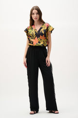 Joseph Ribkoff Satin Tropical Print Top