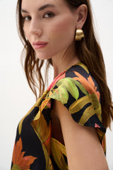 Joseph Ribkoff Satin Tropical Print Top