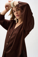 Joseph Ribkoff Satin Boxy Top With Dolman Sleeves