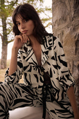 Joseph Ribkoff Woven Gauze Tropical Print Blazer