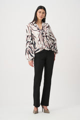 Joseph Ribkoff Satin Animal Print Draped Top