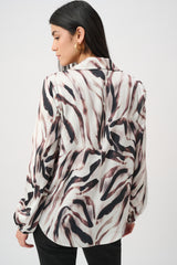 Joseph Ribkoff Satin Animal Print Draped Top
