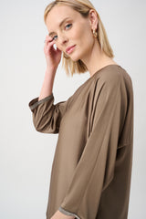 Joseph Ribkoff Satin Boat-Neck Tunic