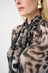Joseph Ribkoff Chiffon Animal Print Boxy Top