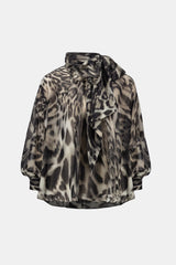 Joseph Ribkoff Chiffon Animal Print Boxy Top