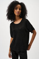 Joseph Ribkoff Metallic Knitted Rhinestone Top