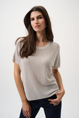 Joseph Ribkoff Metallic Knitted Rhinestone Top