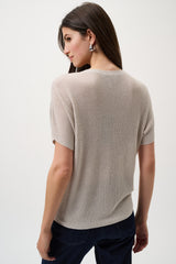 Joseph Ribkoff Metallic Knitted Rhinestone Top