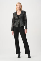 Joseph Ribkoff Foiled Faux Suede And Mesh Jacket