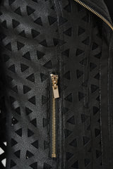 Joseph Ribkoff Foiled Faux Suede And Mesh Jacket