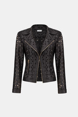 Joseph Ribkoff Foiled Faux Suede And Mesh Jacket