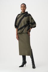Joseph Ribkoff Abstract Funnel Neck Sweater