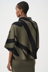 Joseph Ribkoff Abstract Funnel Neck Sweater