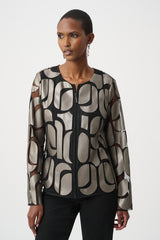Joseph Ribkoff Leatherette And Mesh Jacket