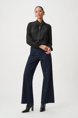 Joseph Ribkoff Satin Top With Chiffon Sleeves