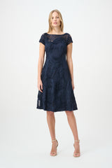 Joseph Ribkoff Embroideered Swirl Flare Dress