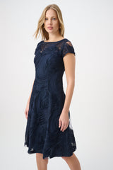 Joseph Ribkoff Embroideered Swirl Flare Dress