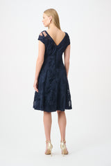 Joseph Ribkoff Embroideered Swirl Flare Dress