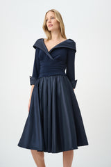 Joseph Ribkoff V-Neck Lapel Fit & Flare Dress