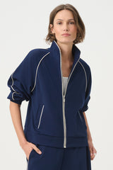 Joseph Ribkoff Piped Funnel Neck Track Jacket