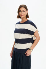 Tirelli Stripe Bubble Sleeve Tee