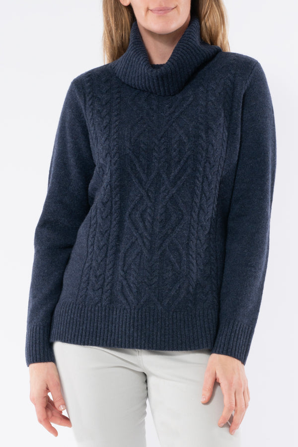 Jump Cowl Neck Cable Pullover