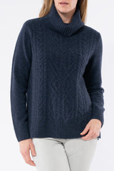 Jump Cowl Neck Cable Pullover