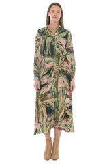 Jump Printed Leaves Tie Waist Dress