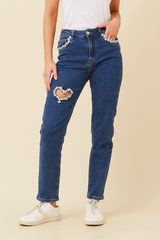 Caroline Morgan Embellished Denim Heart Jean