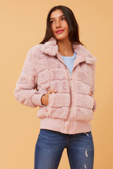 Caroline Morgan Faux Fur Bomber Jacket