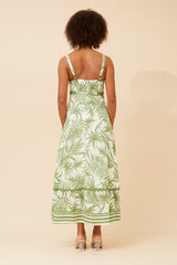 Caroline Morgan Strappy Leaf Print Maxi Dress
