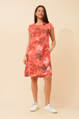 Bottega Leaf Print Linen Dress