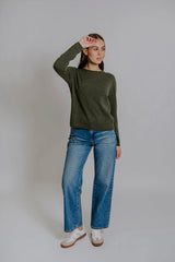 Fields Crew Neck Cable Trim Merino Blend Jumper