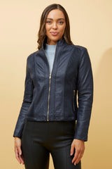 Caroline Morgan Vegan Leather Biker Jacket