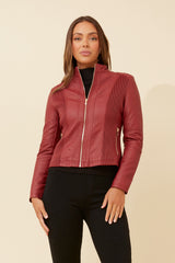 Caroline Morgan Vegan Leather Biker Jacket
