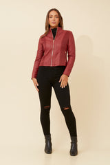 Caroline Morgan Vegan Leather Biker Jacket