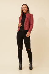 Caroline Morgan Vegan Leather Biker Jacket