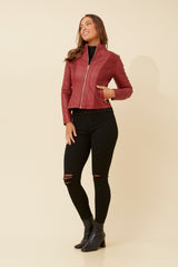 Caroline Morgan Vegan Leather Biker Jacket