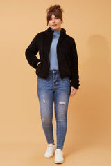 Caroline Morgan Zip Fluffy Jacket