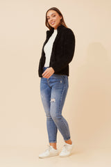 Caroline Morgan Zip Fluffy Jacket