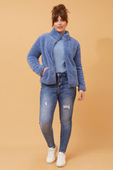 Caroline Morgan Zip Fluffy Jacket