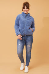 Caroline Morgan Zip Fluffy Jacket