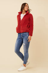 Caroline Morgan Zip Fluffy Jacket