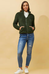 Caroline Morgan Zip Fluffy Jacket